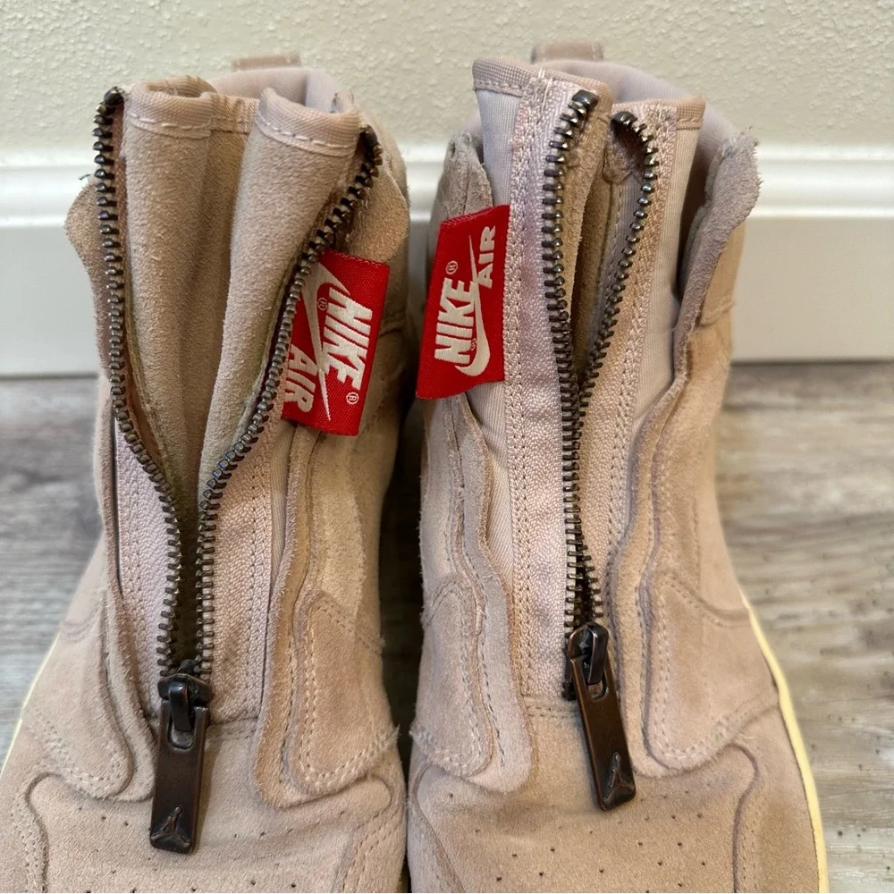 Nike Women's Air Jordan 1 High Zip Particle Beige PinkBronze AQ3742-205 Size 6.5